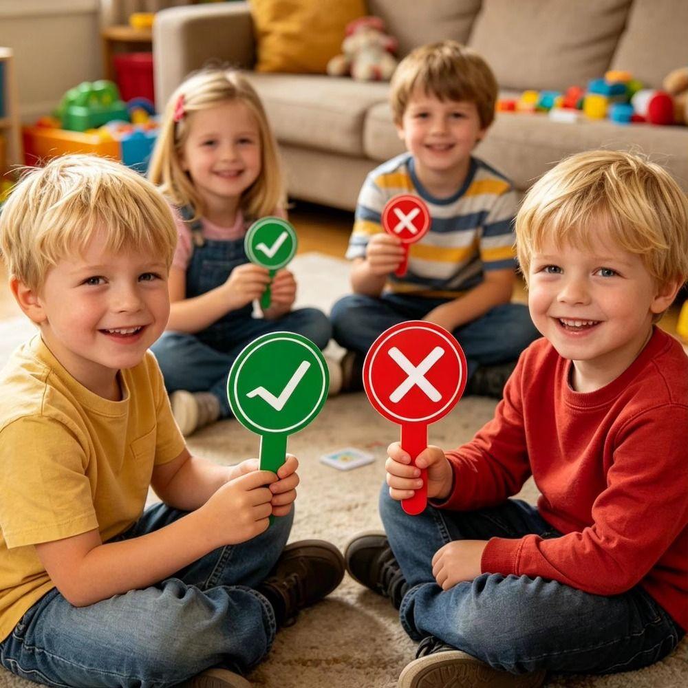 4Pcs Double Sided Hand Held Response Card Portable Classroom Response Signs  Photography Prop