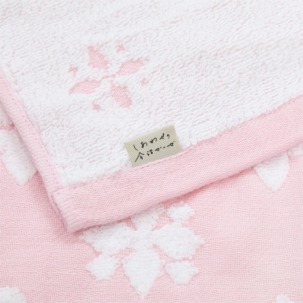 Nishikawa Face Imabari Gardenia Made In TT21121000 Towel, 34x80cm, 100% Cotton, Imabari-Made, "Happy Gauze" Design, Pink, Japan,