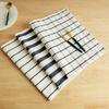 100% Cotton Placemats, Stylish, Scandinavian, Western-Style, Restaurant-Style, Non-Slip, Friction-Resistant, Gorgeous Blue Gingham Stripe Pattern, Mac