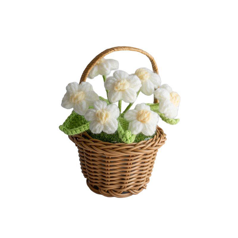 Simulated Flower Potted Plant Crochet Flower Ornament