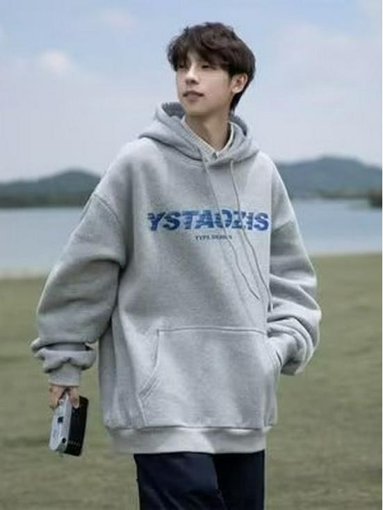 Men's Autumn/Winter Loose-Fit Fleece Hoodie: Hong Kong-Style, Japanese-Trendy, Korean-Influenced Pullover