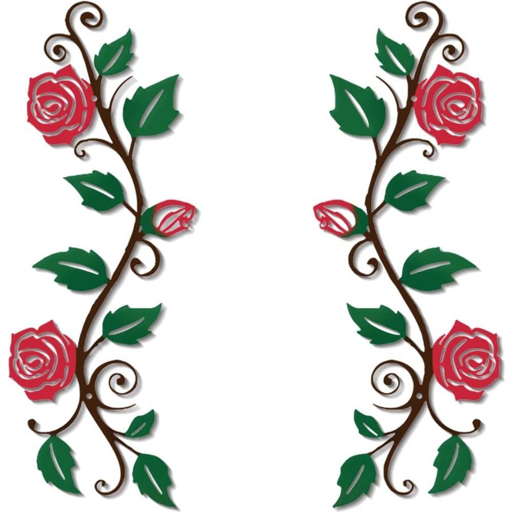 Metal Wall Art Black Vintage Rose Leaf Tree Decor 2 Piece Set