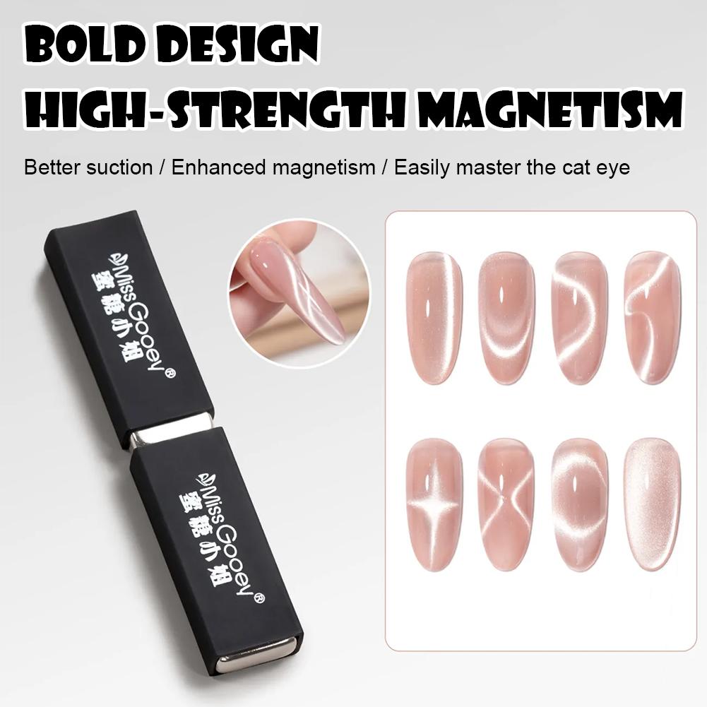 Sterke Dubbelkoppige Kattenoog Nagelmagneet Met Siliconen Cover Magnetisch Gereedschap Voor Franse 3D Lint Effect Manicure Diy Nagellak Kunst Tandwiel
