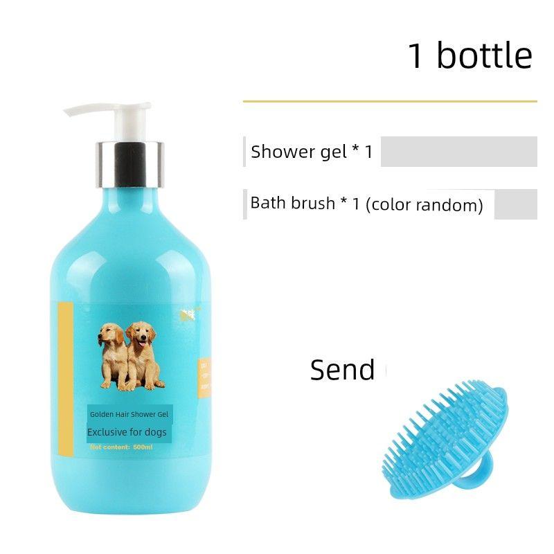 

Golden Retriever Special Shower Gel Dog Antibacterial Deodorant Anti-Itching Fragrance Puppy Bath Pet Supplies Shampoo Bath Lotion 1 bottle 500ml + brush