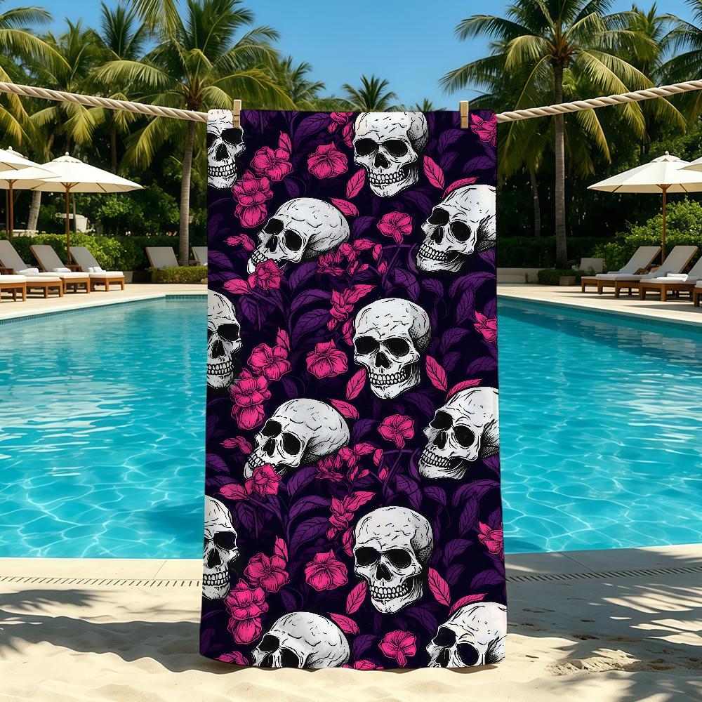 Rose Skull Flower Towel For Outdoor Camping Beach Towel Super Absorbent Quick-Drying Summer Towel