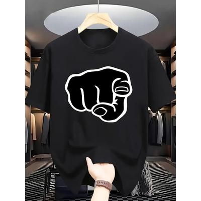 European Size Men'S Summer Casual Crew Neck T-Shirt, Regular Fit, Fashion Letter Print Short Sleeve Tees for Men