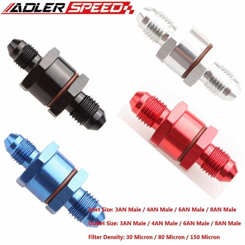 A+ ADLERSPEED AN3 AN4 AN6 AN8 Male To 3AN 4AN 6AN 8AN Male High Flow Turbo Oil Feed Line Filter 80 Micron Black/Silver/Red/Blue
