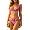 Sexy Floral Lace Underwear Set for Women Push Up Underwire Bra with High Cut Thong Two Piece Sheer Matching Set