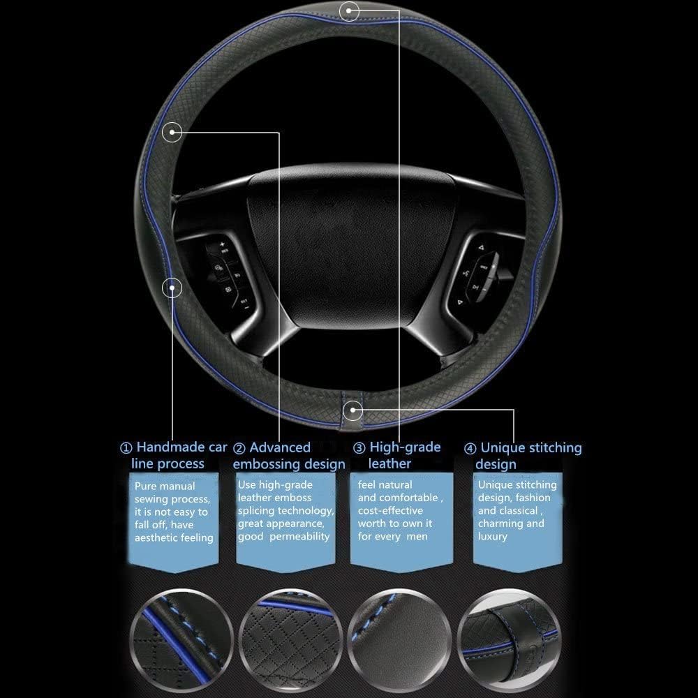 Microfiber Leather Car Medium Steering Wheel Cover,Universal Car Wheel Cover,Breathable Wheel Cover,Anti-Slip Full Surround,Sports Style Steering