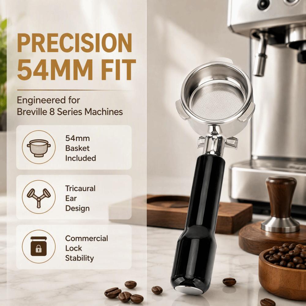 Black Double Flow Portafilter Handle Coffee Filter for Breville 870 880 Espresso Machine