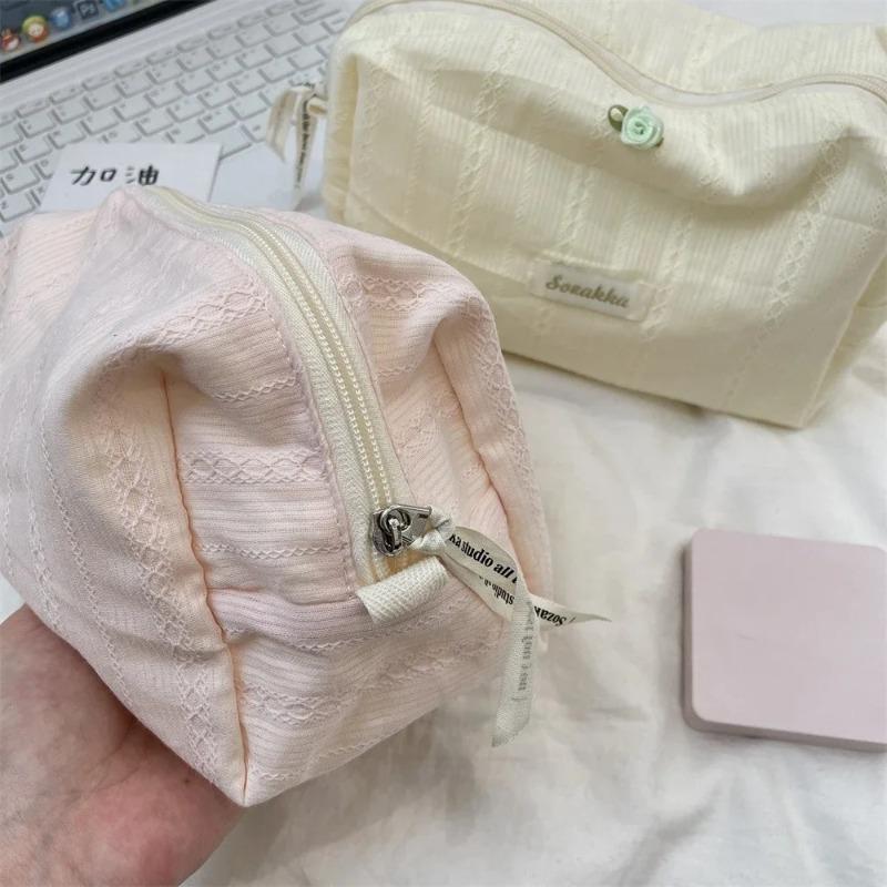 Cute Cosmetic Bag Yellow Pink White Makeup Pouch Portable Travel Toiletry Cosmetic Organizer Storage Bag for Women
