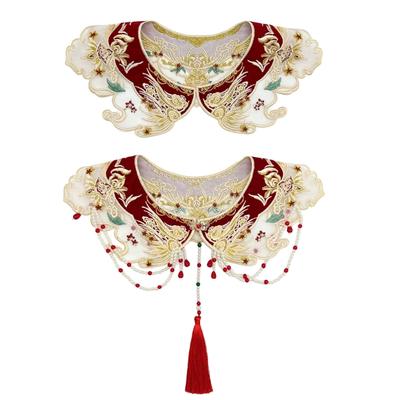Yunjian Collar Shawl with Floral Pearls Tassels Chinese Embroidered Collar