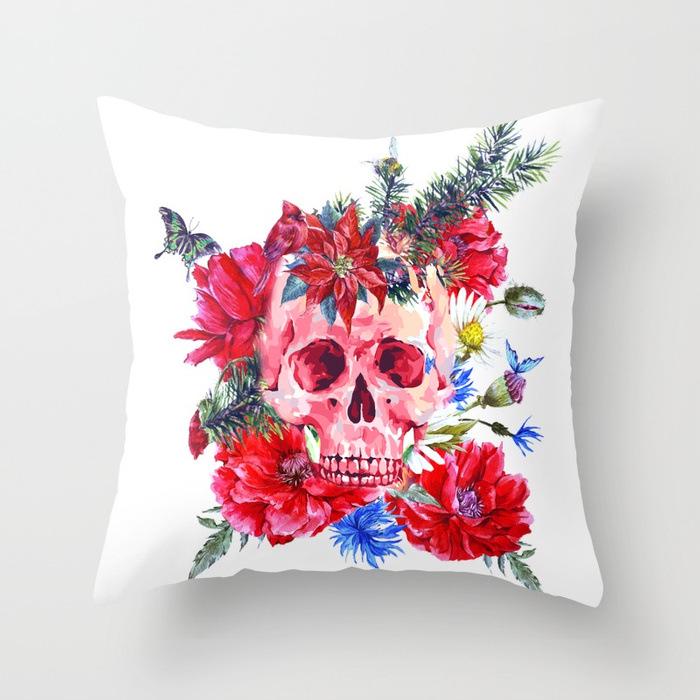 Halloween Skull Pillow Cover Funny Festival Pillow Cushion Line Pillow Cover Lazy