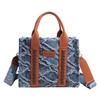 Borsa a tote in denim con bordo grezzo borsa a mano da donna