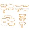 Ingemark Boho Imitation Pearl Chain Coin Pendant Bracelets Set for Women on Hand Vintage Snake Link Bangles Couple Wrist Jewelry