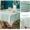 Simple Tassel Tablecloth Pastoral Cotton Linen Dining Tablecloth Water and Oil Proof Solid Color Desk Cover Towel Tea Cloth Tables Case