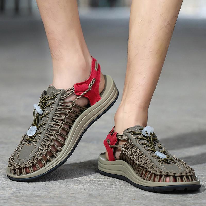 Fashion Summer Soft Soled Comfortable Sandals Men Quality Weaving Design Beach Breathable Casual Flats Sandals Trends Outdoor Sandals