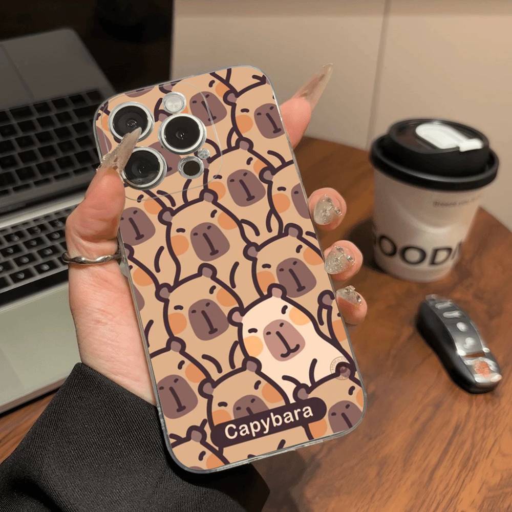 Cartoon Capybara Transparent Soft Phone Case For IPhone 15 12 14 16 17 13 Plus 11 Pro Max 13 Pro