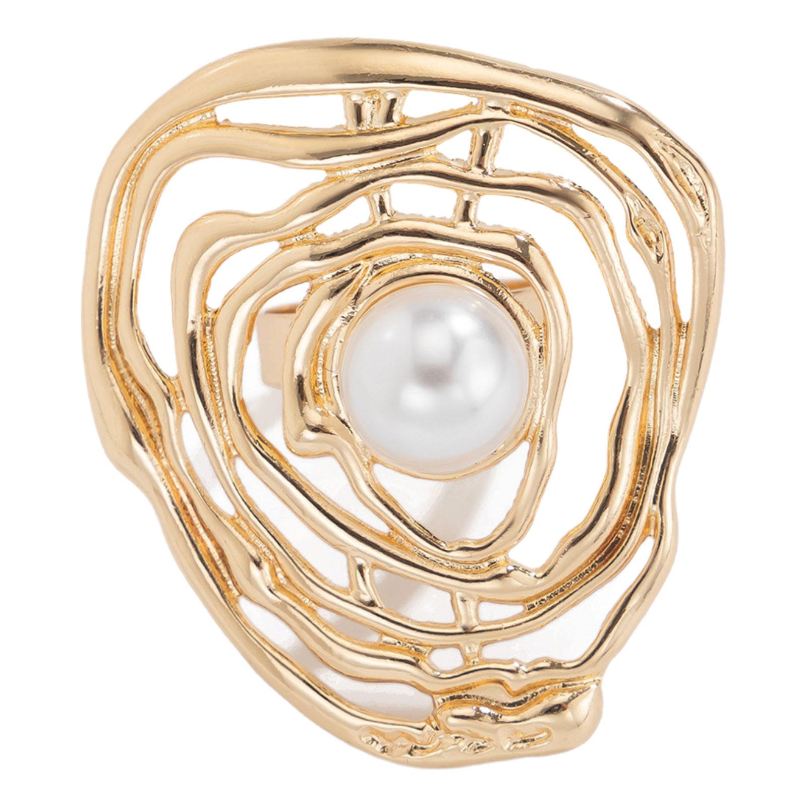 

Винтажное кольцо-спираль с жемчугом, регулируемое открытое кольцо для женщин и девушек, преувеличенное нерегулярное кольцо на палец, модная бижутерия 3