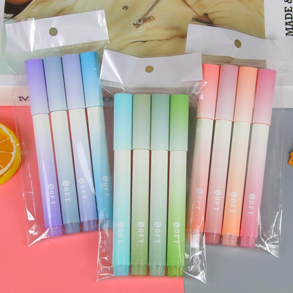 4pcs/bag, Gradual Color Changing Fluorescent Pen 12 Color Eye Protection Glitter Pen Key Marking Pen Creative Color Hand Ledger