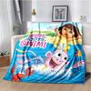 Angel Explorer Girl with Map Print Flannel Blanket, Cloudy Sky Throw Blanket
