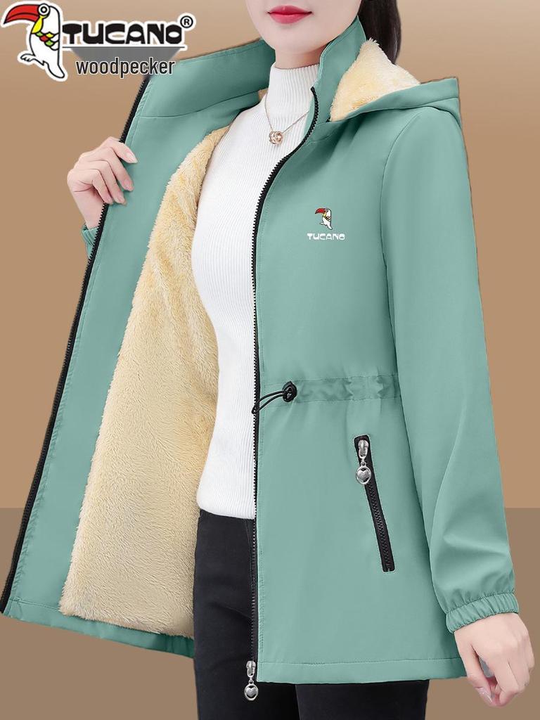 Women's Fleece-Lined Mid-Length Trench Coat - 2025 New Autumn/Winter Warm Thickened Jacket
