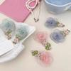 Hairpin Organza Flower Hair Clip with Hand-Crocheted Petals Leaves Sweet Style Bang Hair Pin Hair Accessories