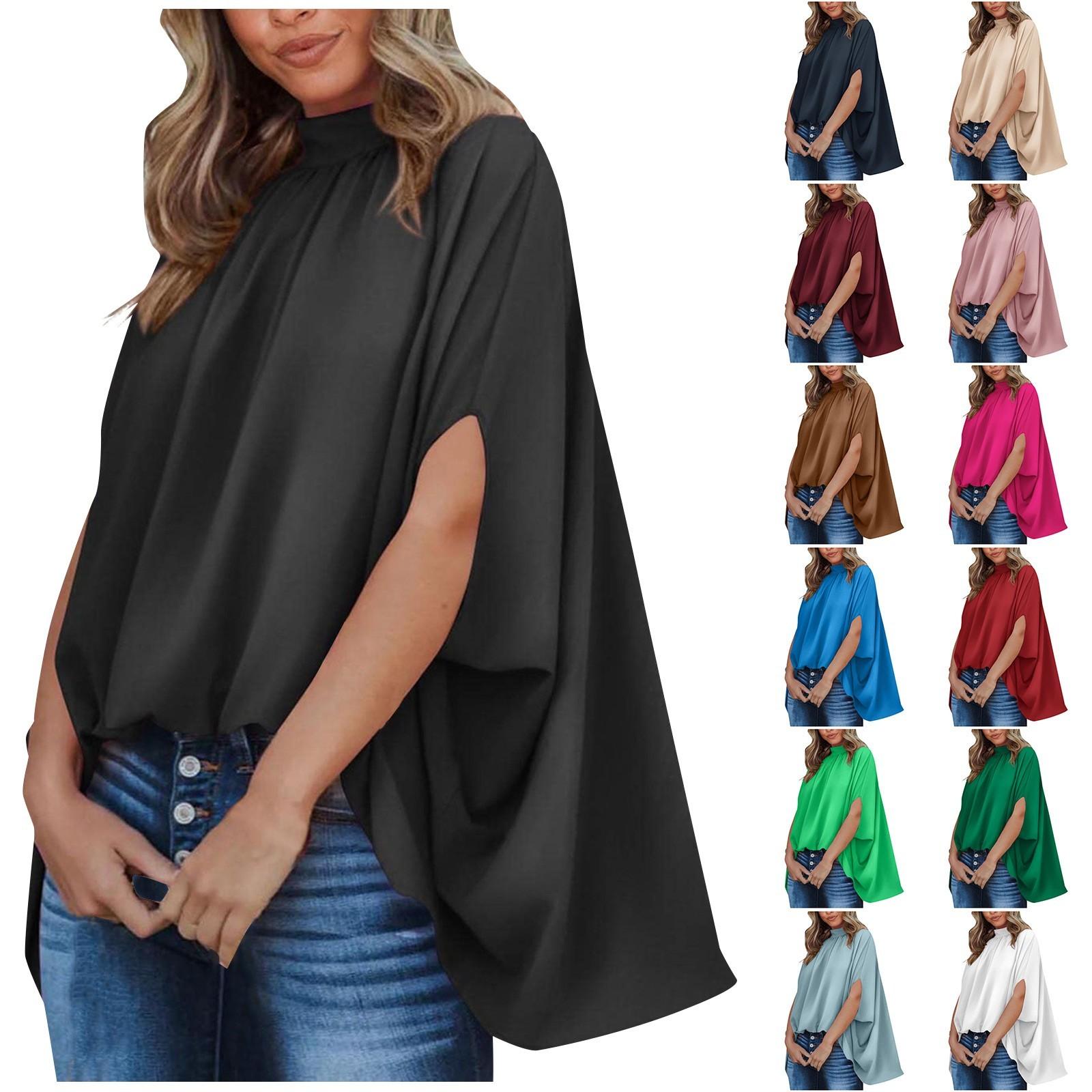 

(Куниде) Женская летняя осенняя футболка с высоким воротом, свободная водолазка, блузка, футболка для женщин, модная