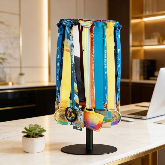 Adjustable Medal Hanger 360 Degrees Rotatable Heavy Duty Tabletop Metal Medal Running Sports
