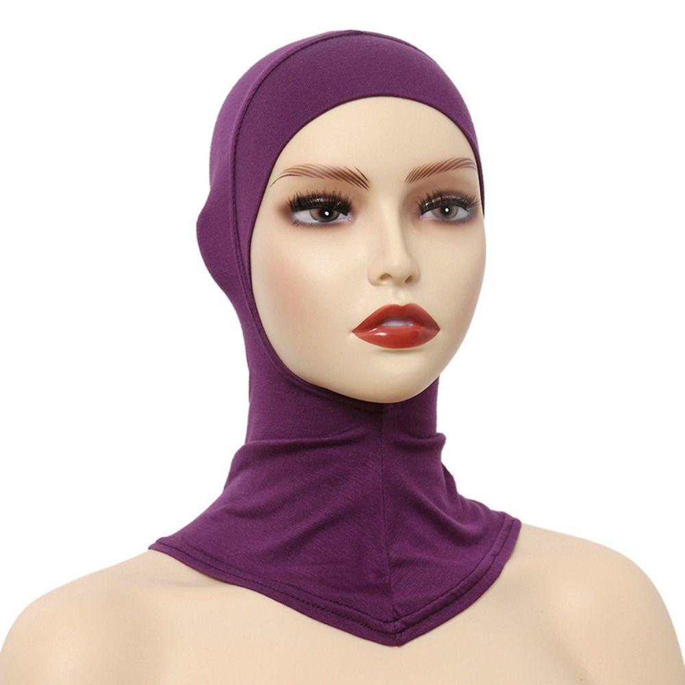 

Classic Hijab Inners Caps Stretchable Under Scarf Scarves Jersey Cotton Tube Cap Lady 4 # Deep Purple
