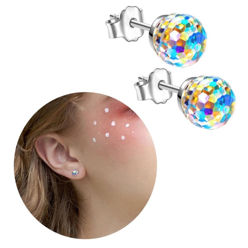 Exquisite Colorful Crystal Balls Earrings Fashionable Ear Studs for Women Girls Handmade Cubic Zirconia Ear Accessories
