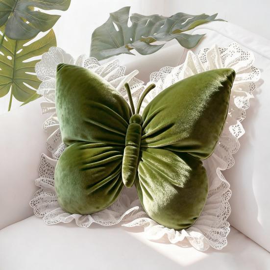 Yousheng Decorative Butterfly Pillow Velvet Butterfly Throw Pillow with Lace Trim Sofa Couch Car Pillow Home Decor Gift for Housewarming Birthday