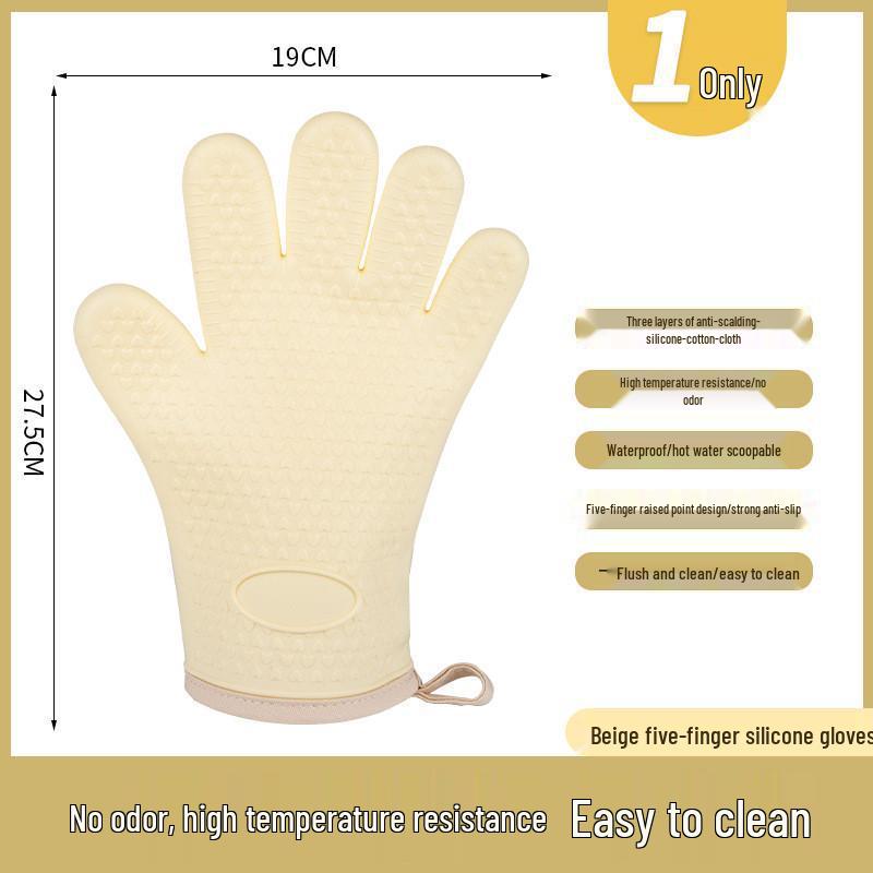 Thickened Silicone Heat-Resistant Oven Gloves - Anti-Scald, High-Temperature Protection for Kitchen & Microwave Use
