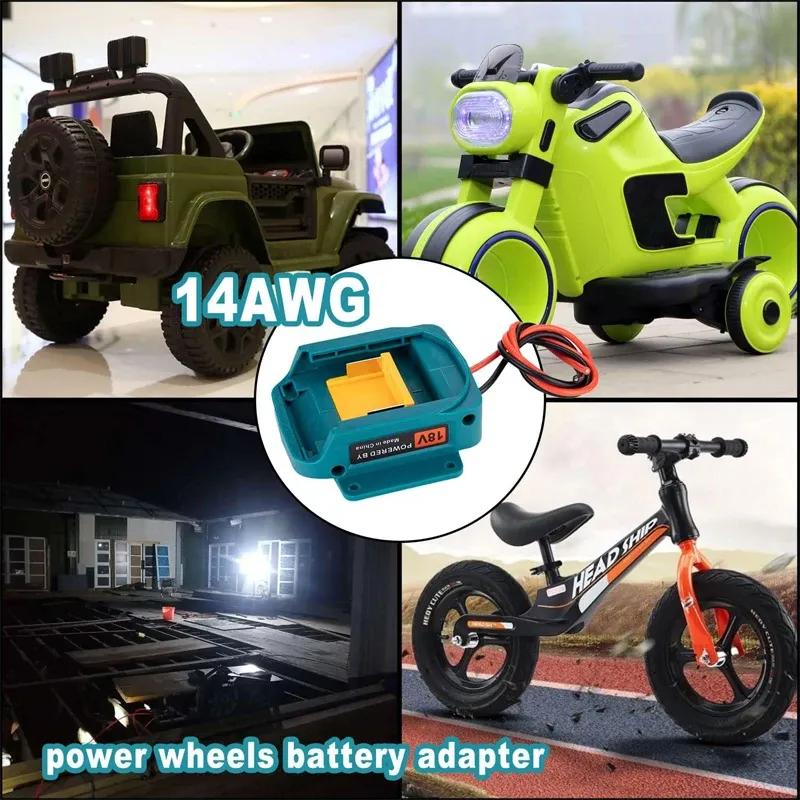 Power Wheels Adaptor for Makita 18V Li-ion Battery Power Mount Connector DIY Adapter Dock Holder for Power Tool RC Toys Robotics