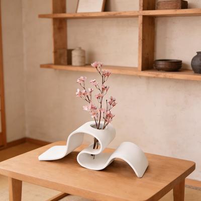3D Nyomtatott Váza Minimalista Modern Asztali Váza Kis Díszes Virágtartó Szárított Virágokhoz Pampafű