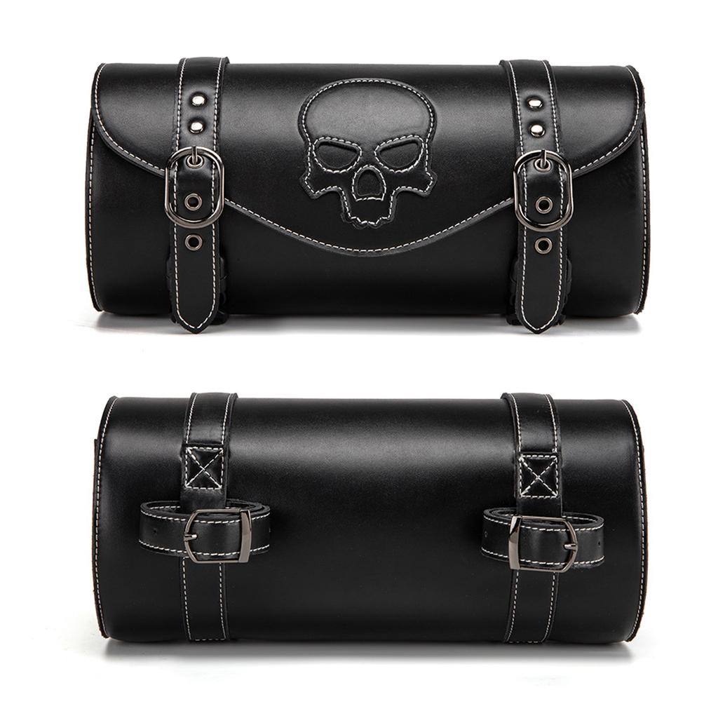 Motorcycle Fork Bag PU Leather Universal Tool Bag Waterproof Handlebar Saddlebag for Riders Daily Commute