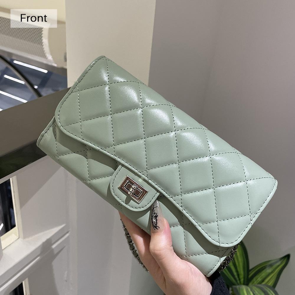 Diamond Quilted Small Shoulder Bag Genuine Leather Women Handbags Braided Chains Turnlock Crossbody Bags With Ball Cowhide Clutch Bag Without Logo