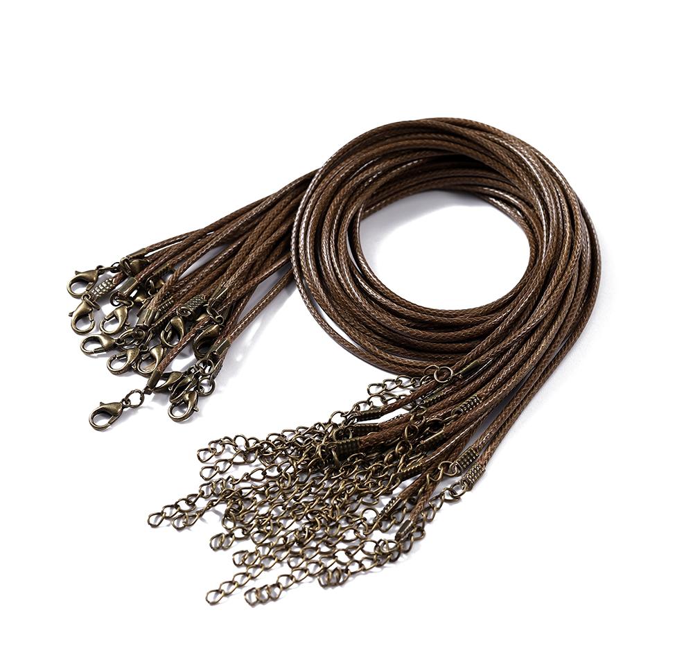 10Pcs 1.5/2mm Colorful Leather Braided Rope Bronze Lobster Clasp Tail Chain Connector for DIY Pendant Jewelry Making Supplies