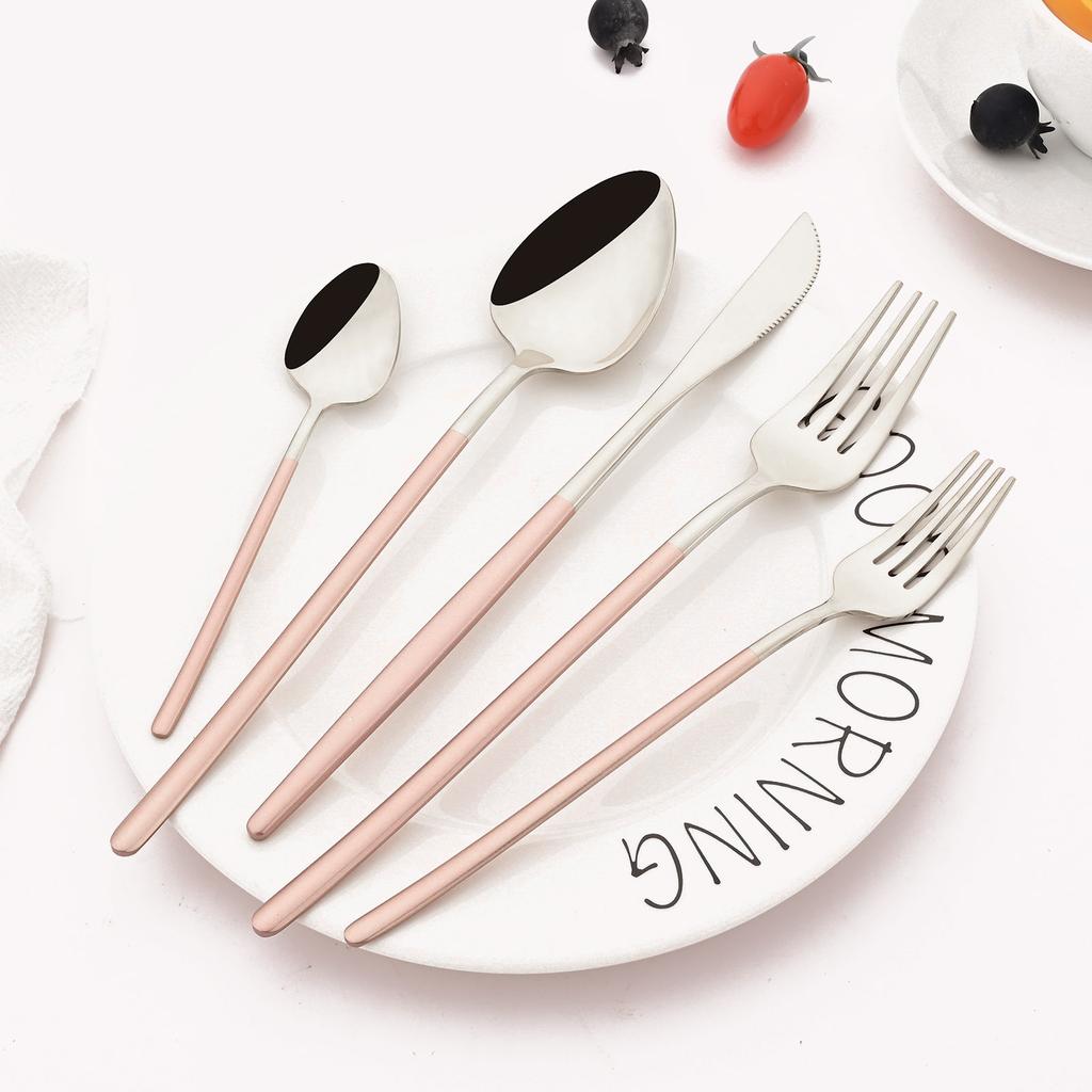 Rainbow 18/10 Stainless Steel Dinnerware Set Kitchen Flatware Tableware Sets Knife Fork Spoon Tea Spoon Cutlery Set Service for 6