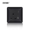 EIOMR 13A UK Standard Plug Power Wall Socket and Switch 250V, with USB Type-C Charger Port 5V 2.1A, Black PC Curved Frame Panel