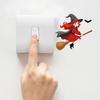 Festive Party Ornaments Halloween Switch Sticker, Witch Riding Broom Light Decal, Easy Apply Wall Stickers Self-Adhesive for Bedroom Living