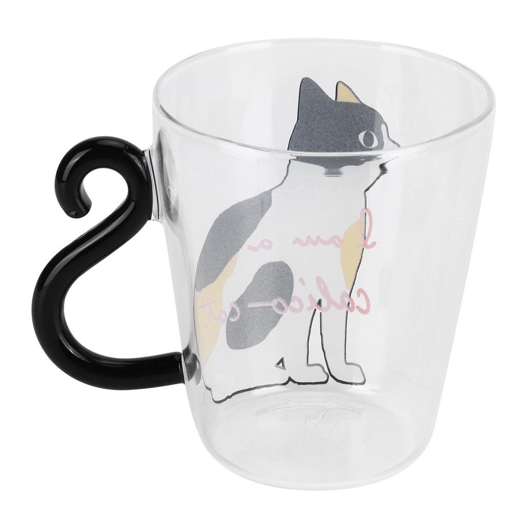 Katze Tasse Kaffee Milch Tee Wasser Glas Kinder Flasche Transparent Hitzebeständig Wiederverwendbare Becher(Weiße Katze )