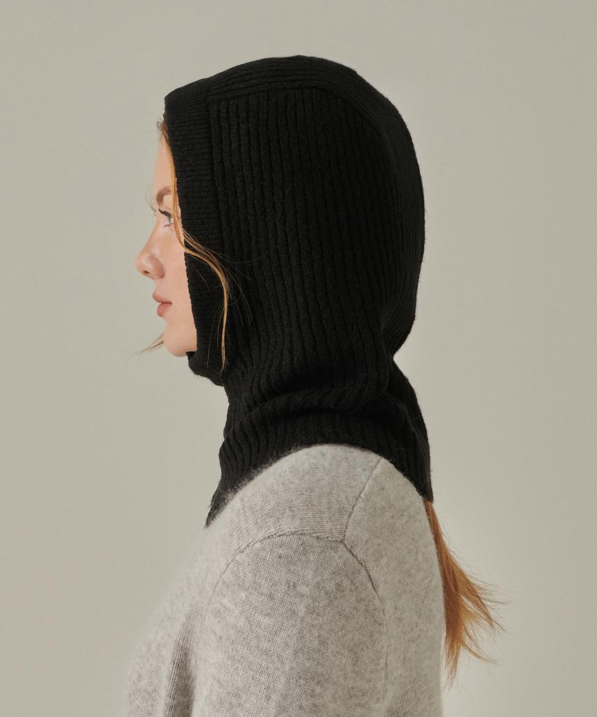 MUSINSA STANDARD WOMAN Women'S Soft Boucle Knit Balaclava [Black]