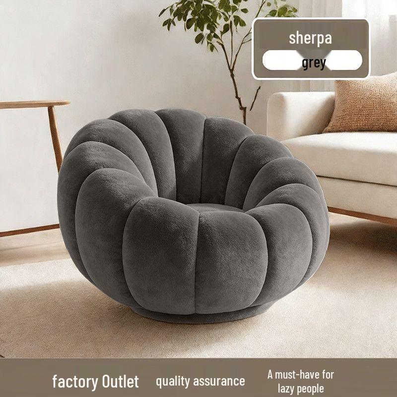 Cozy Pumpkin Single Sofa Chair: Recline & Relax in Lamb Wool Fabric