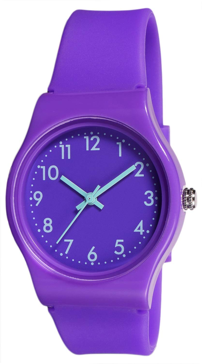 

[Clefer] Аналоговые повседневные часы, Водонепроницаемые, Силиконовый ремешок, Фиолетовый циферблат, NB-AK279-PU, Женские, Фиолетовый