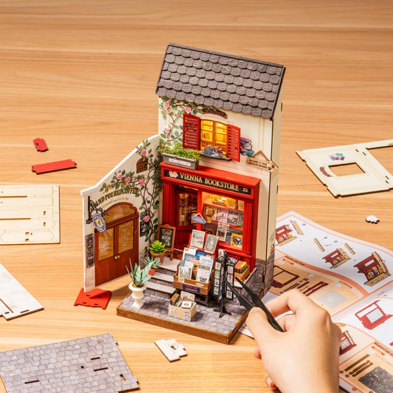 ROBOTIME Rolife 3D Puzzles Vienna Bookstore DIY Miniature House DG183