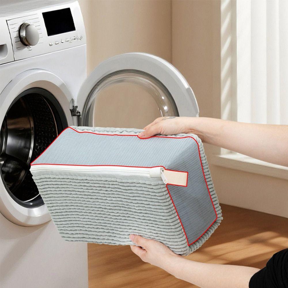 Zipper Closure Shoe Washing Bag Fluffy Chenille Shoes Cleaning Bag Durable Laundry Bag  Household