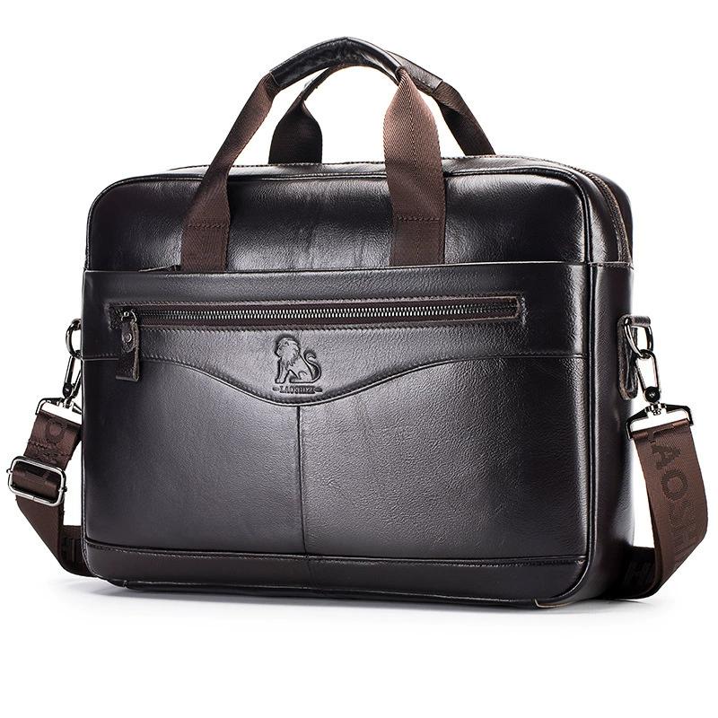 Мужской портфель из натуральной кожи темно-коричневого
