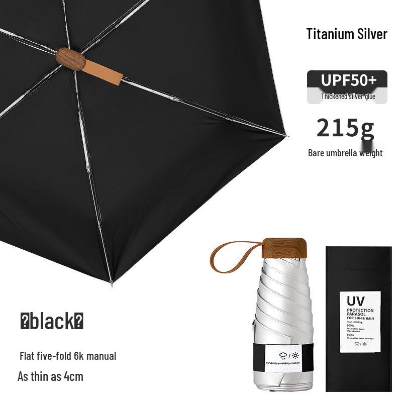 Ultra-light Portable Sunshade Umbrella - Compact, UV Protective Black Glue Design
