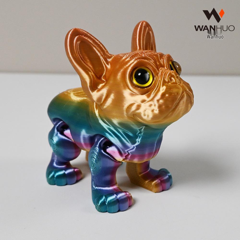 3D Printed French Bulldog Model with Movable Joints - Creative Swinging Toy for Kids
